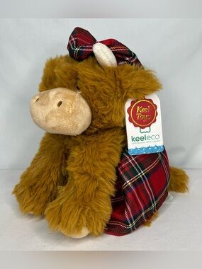 Keel Toys Keeleco Highland Cow Plush Stuffed Animal Tartan Kilt Tammy Eco
